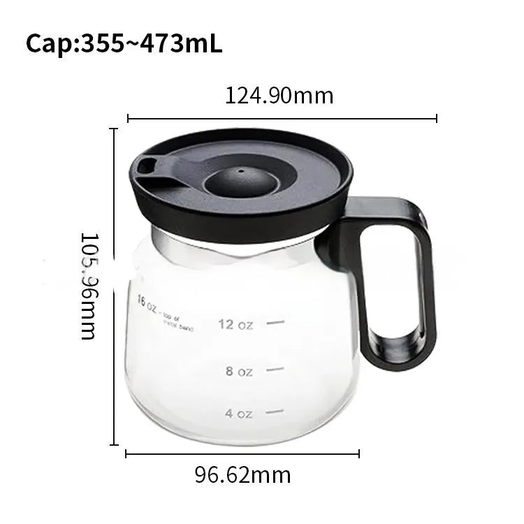 Transparent borosilicate glass coffee maker with blue silicone cover for pour-over brewing
