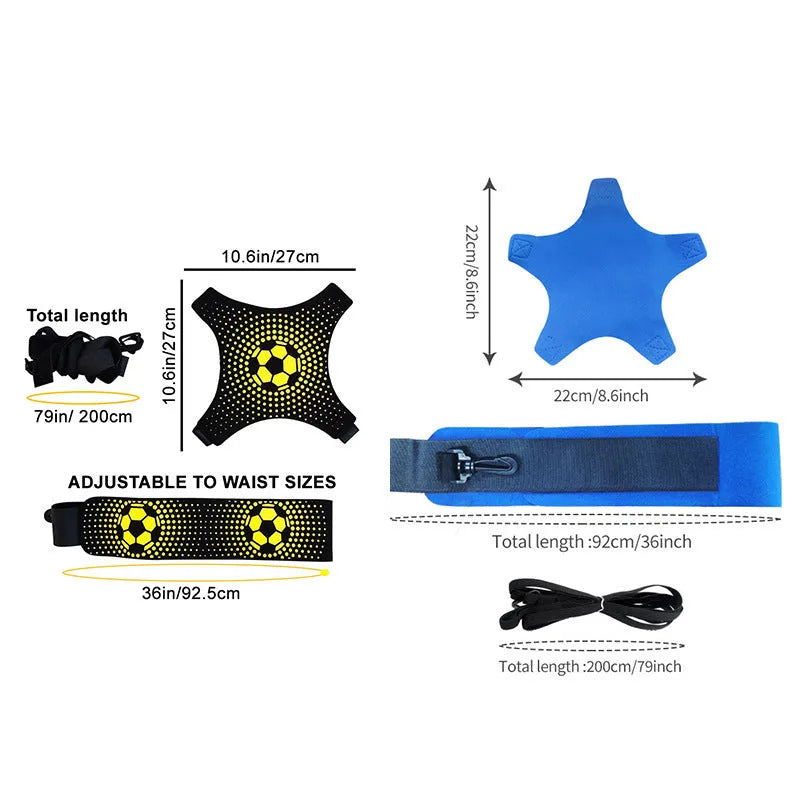 Purple five-corner pattern neoprene football juggling belt with elastic ball tether