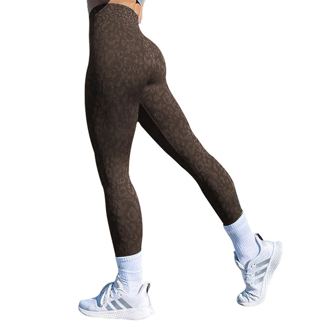 Women's fitness leggings in chemical fibre blend fabric with moisture-wicking properties available in multiple pattern designs