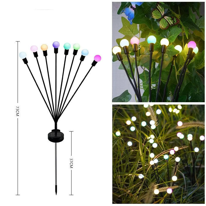 Solar-powered LED lawn light with pneumatic ground plug for automatic dusk-to-dawn garden pathway lighting