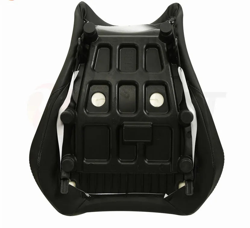 Black PU leather protective cover on a Suzuki GSXR1000 motorcycle seat.