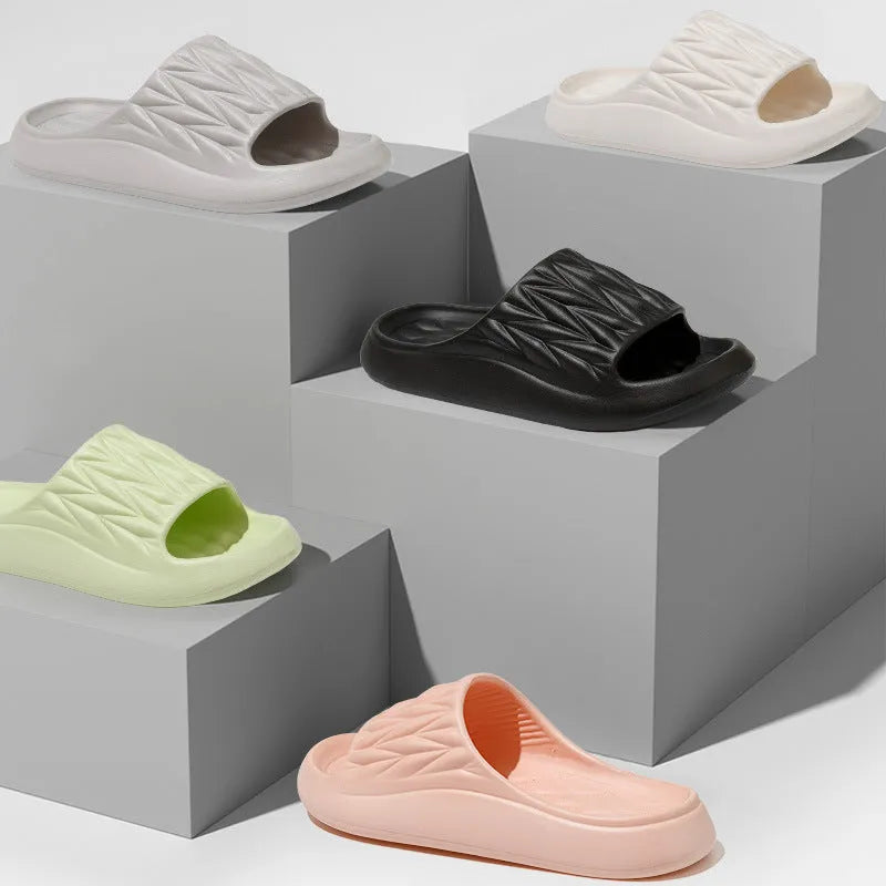 Leaf texture design EVA indoor slippers for women and men in assorted colours