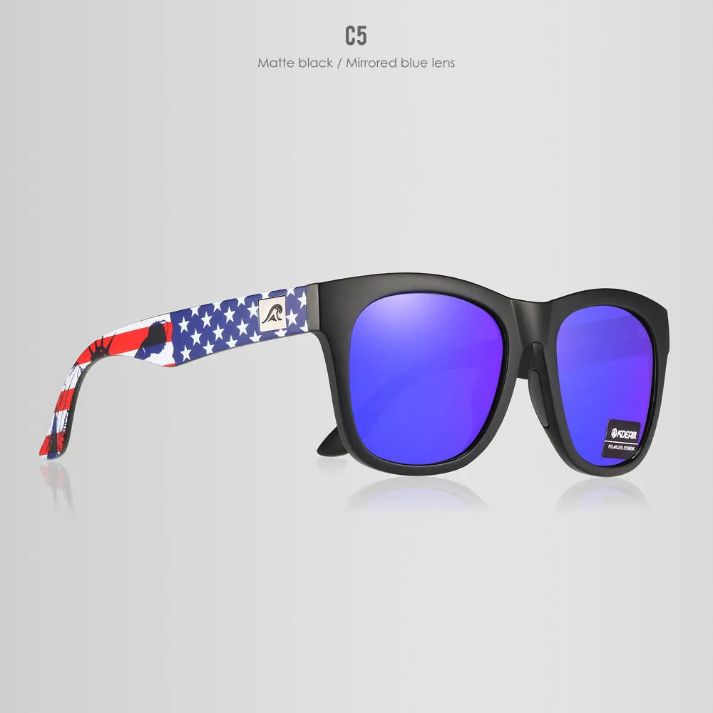 A pair of thickened polarised sunglasses with TAC lenses and a PC frame for outdoor UV protection.