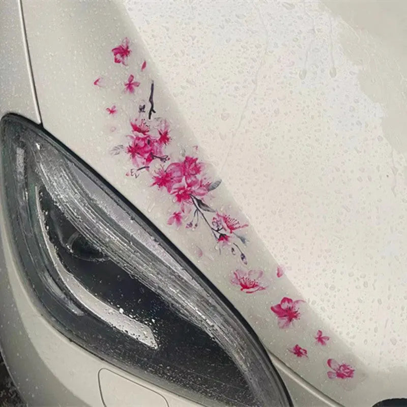 Cherry blossom flower pattern car sticker on vehicle window in two size options