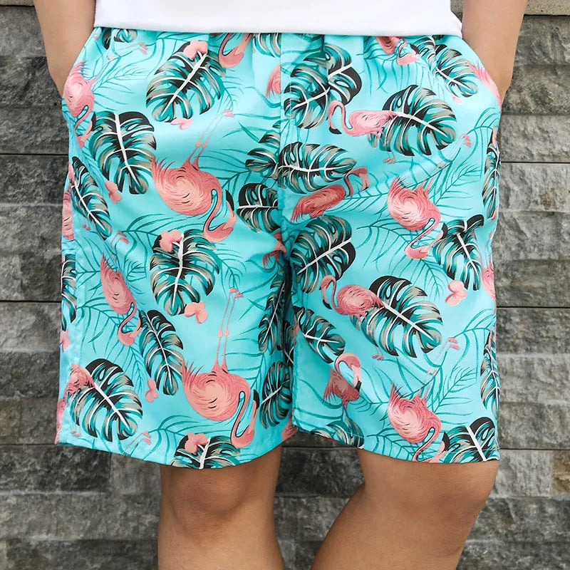 Men's floral print swimming trunks in multiple colour patterns with five-point design