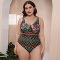 Women's printed one-piece swimsuit with spaghetti straps and striped vest design in blue pattern
