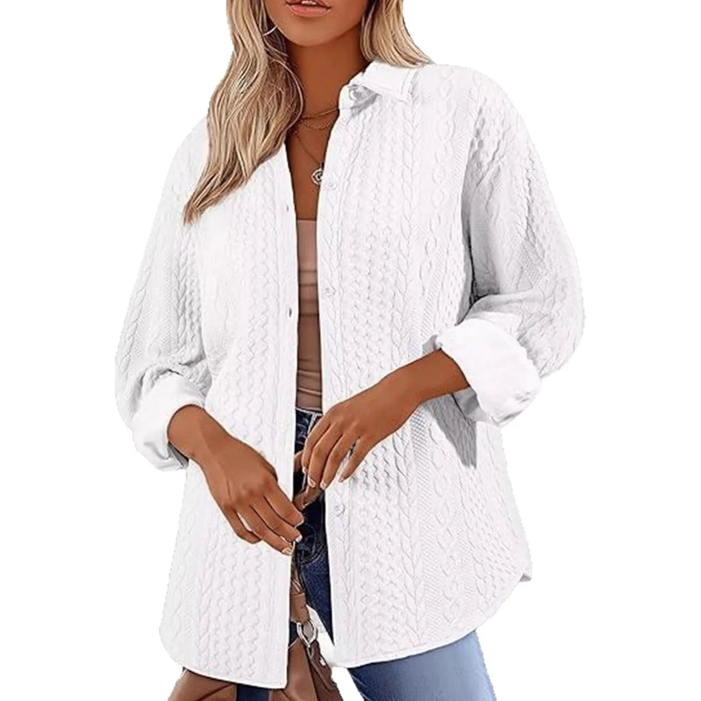 Women's solid colour knit cardigan with long sleeves and contrast trim detail