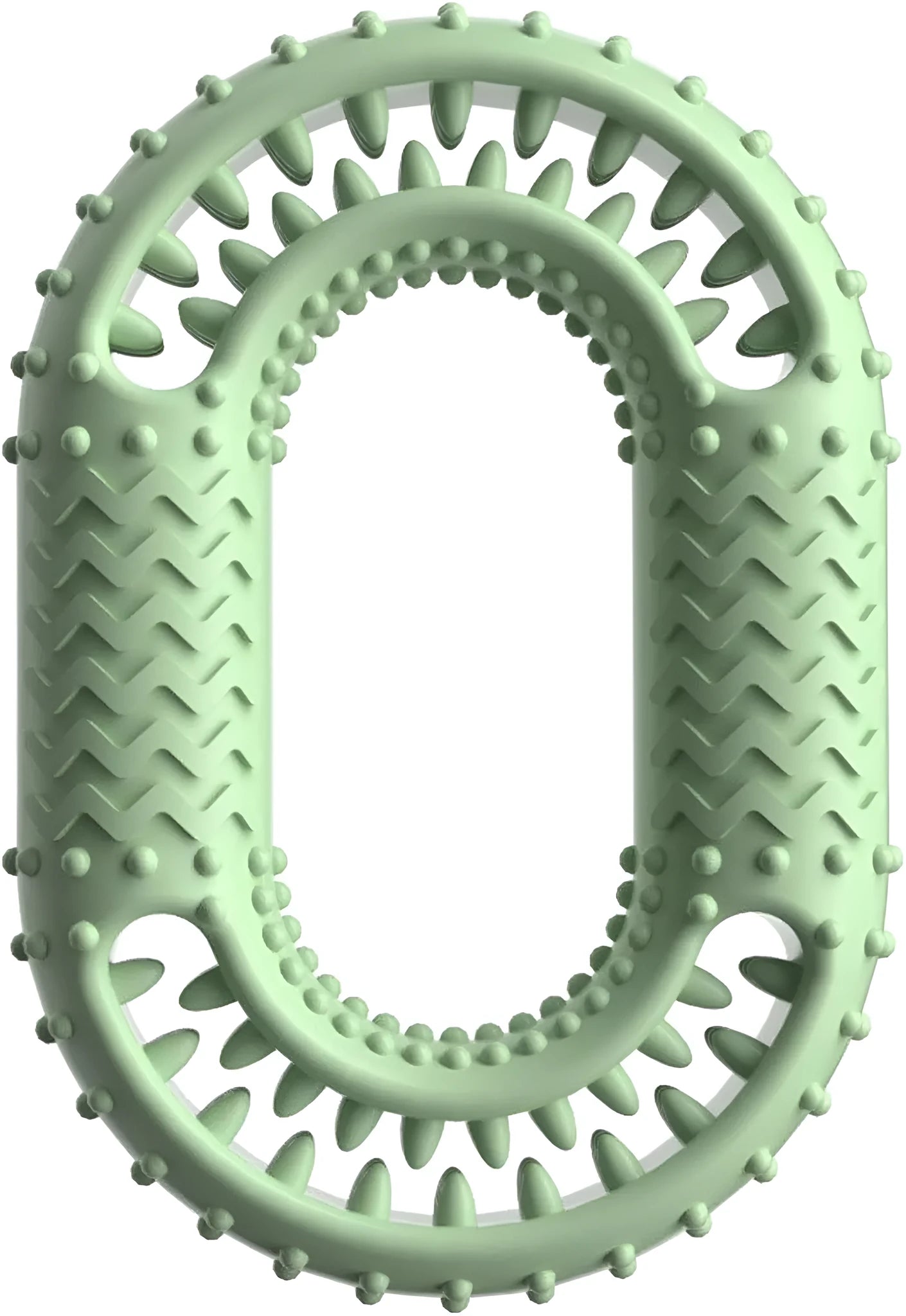Blue O-ring shaped dog chew toy for aggressive chewers on a plain background.