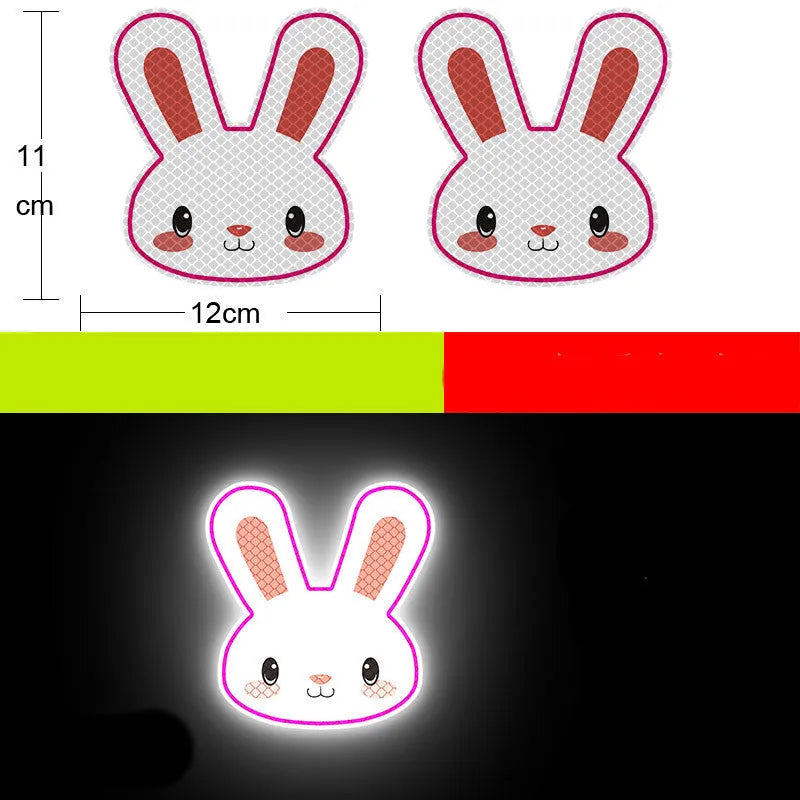 Pair of diamond-grade reflective warning stickers for vehicles measuring 9cm by 5cm
