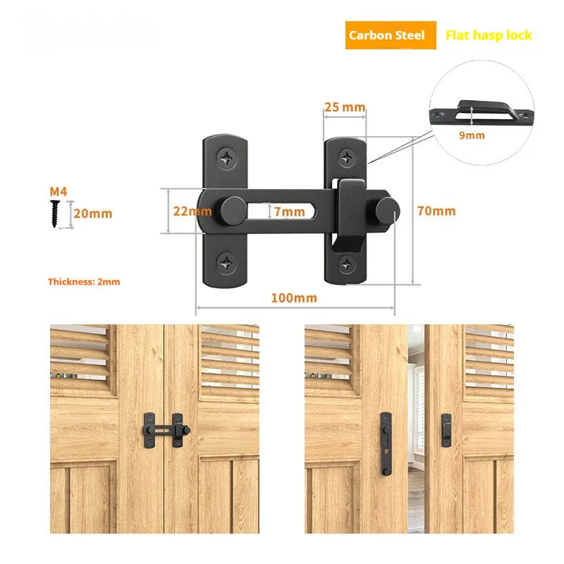 Warehouse hook sliding door lock with American-style hasp and 90-degree bracket design