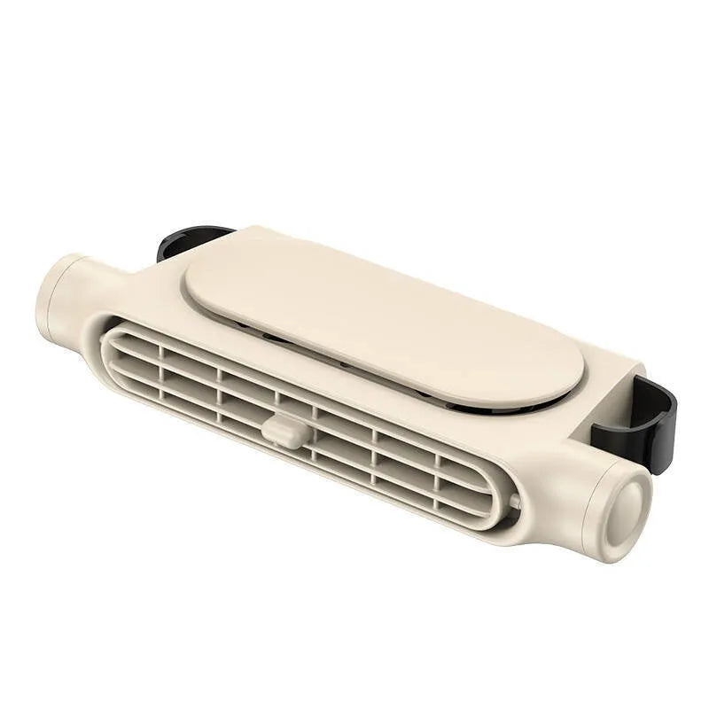 USB car fan with no-blade design mounted on vehicle seat using Velcro fixation in 2024 CF03 colour options