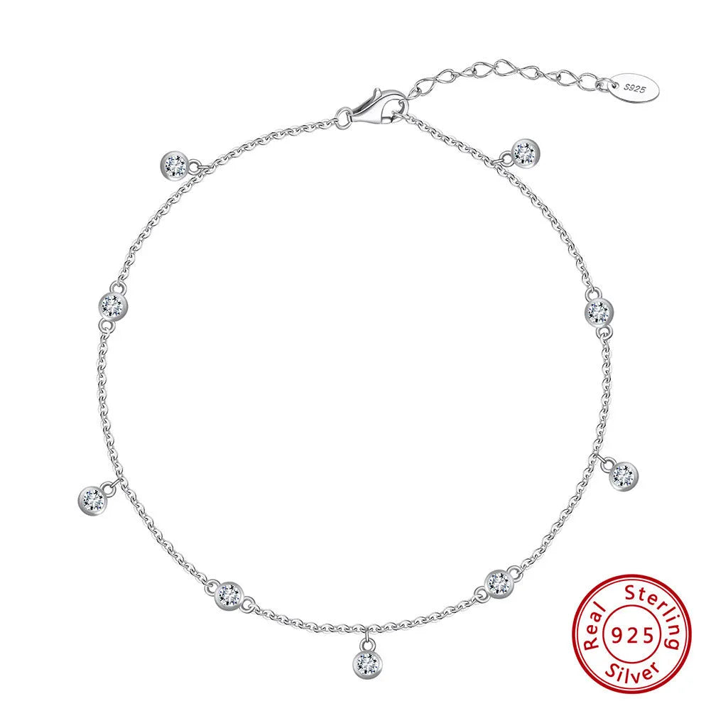 Silver geometric pendant anklet for women in a gold colour finish.