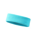 Elastic widening sports sweat band in black, blue, red, rose red, and sky blue solid colours.