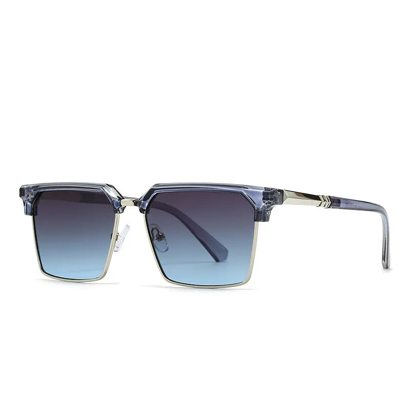 Men's square plastic sunglasses with box-style frames showing multiple colour variations