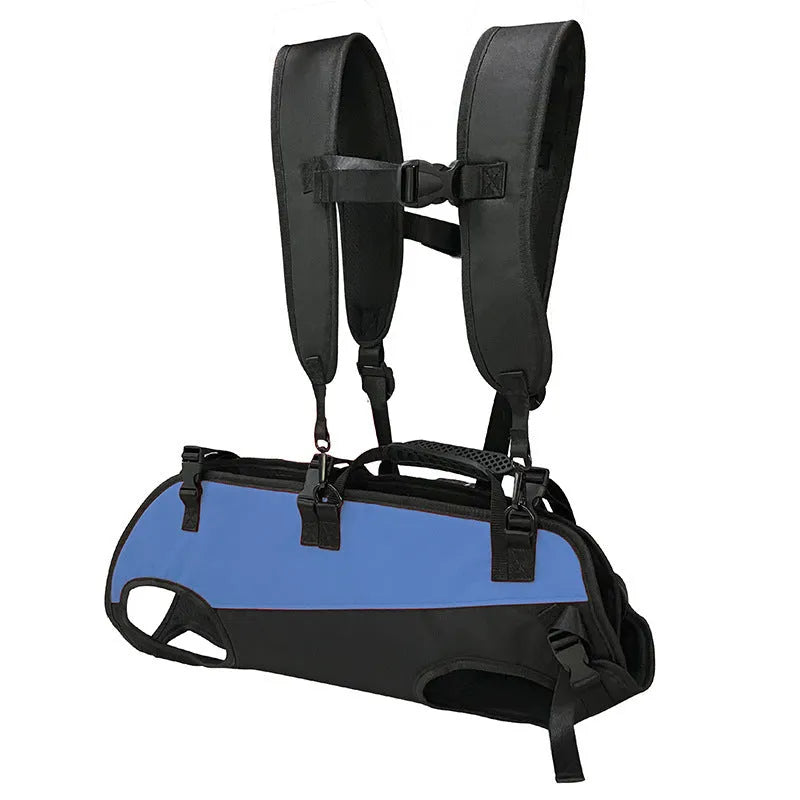 Multifunctional Oxford cloth pet backpack for dogs and cats in black with colour accents.