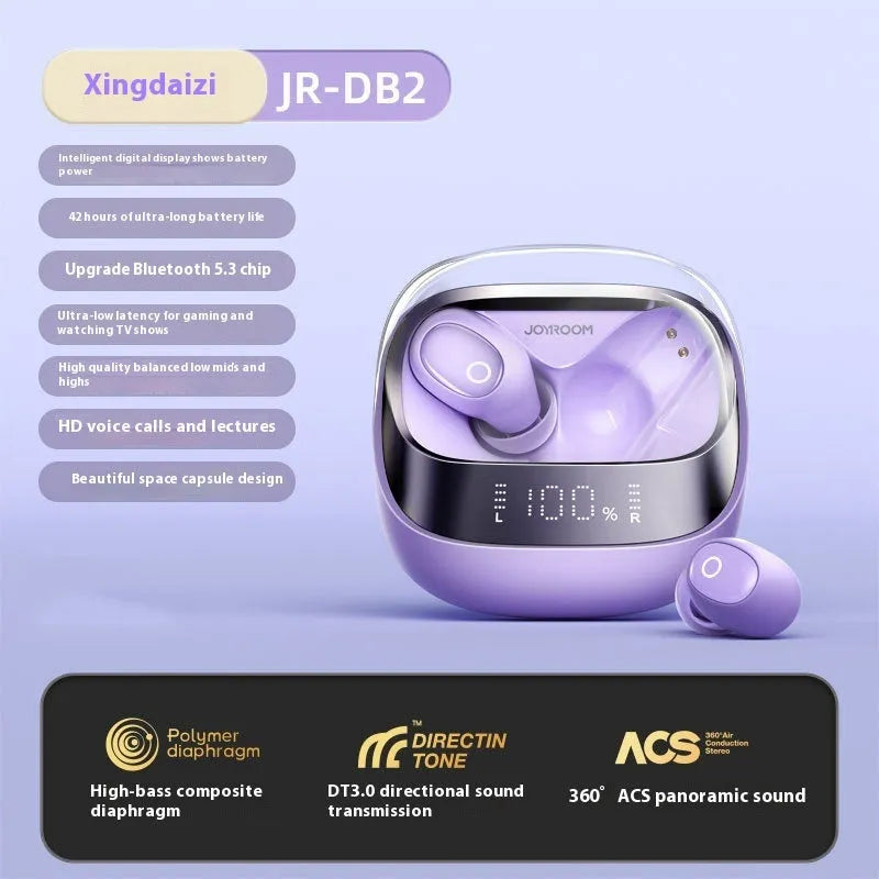 Wireless Bluetooth earbuds with charging case in Dawn White colour, showing in-ear design with compact charging case.