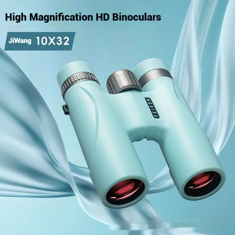 10x32 binoculars with wine red film imaging in blue colour showing compact design