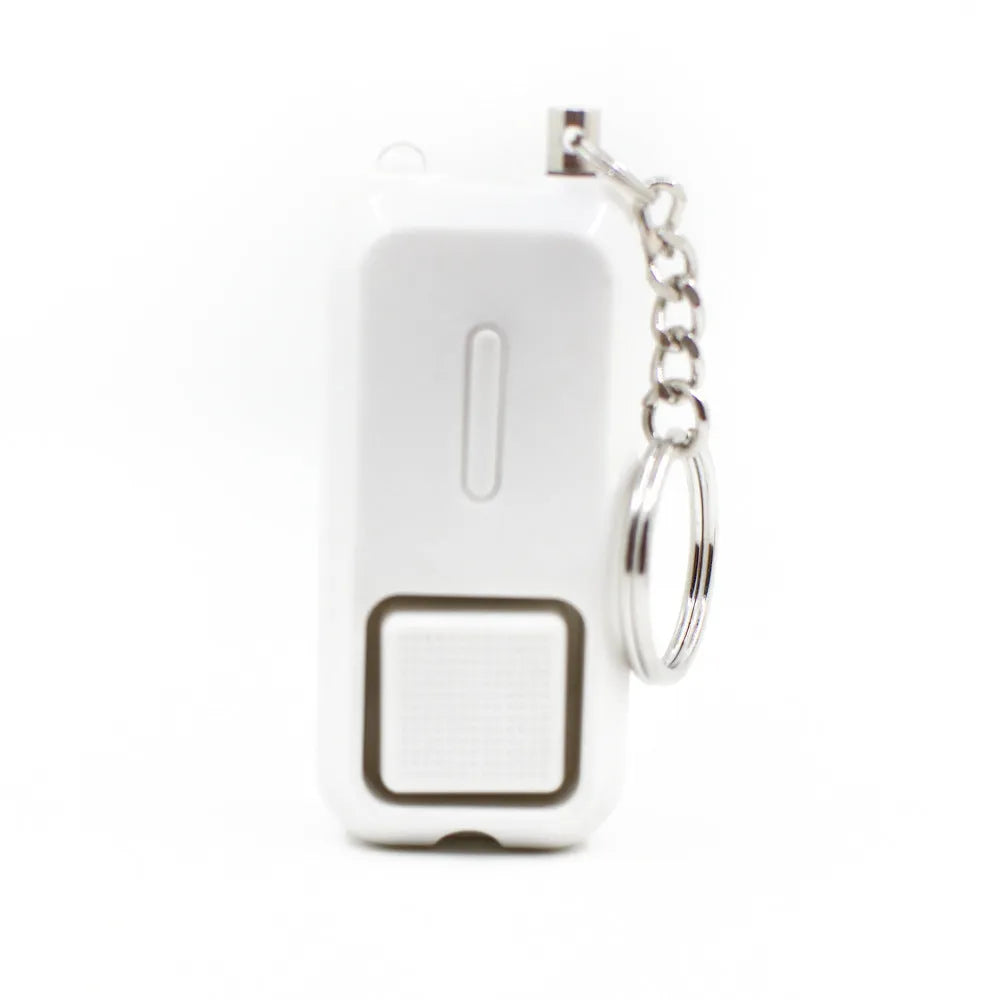 ZQ-202 personal safety alarm in multiple colours showing compact 65x30x12mm dimensions