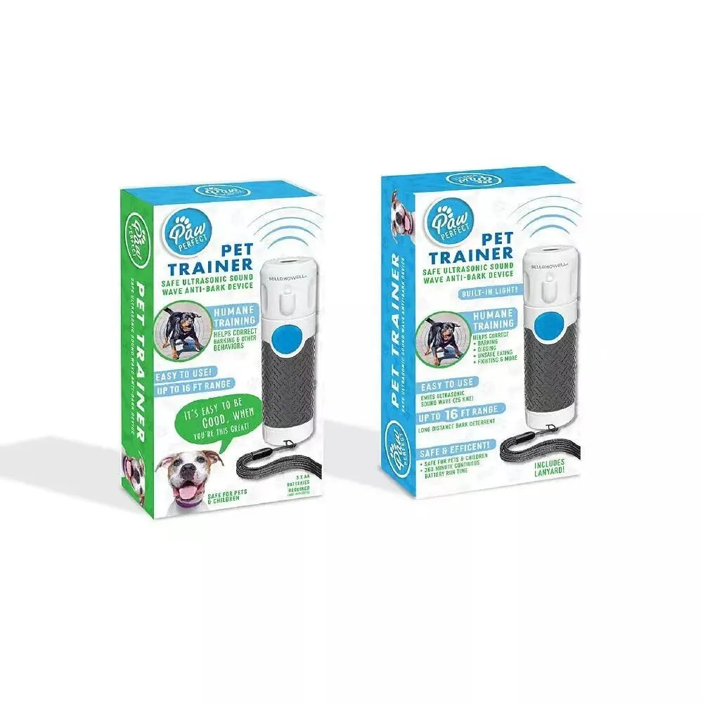 White handheld ultrasonic dog trainer for behaviour correction and bark control