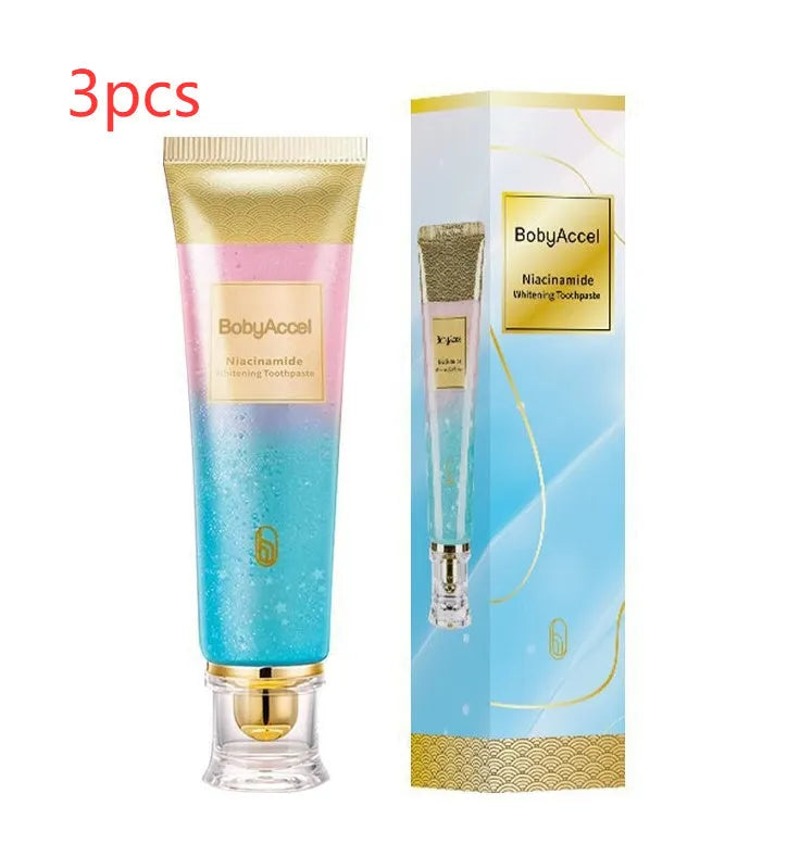 A 100g tube of nicotinamide whitening toothpaste for adult oral care.