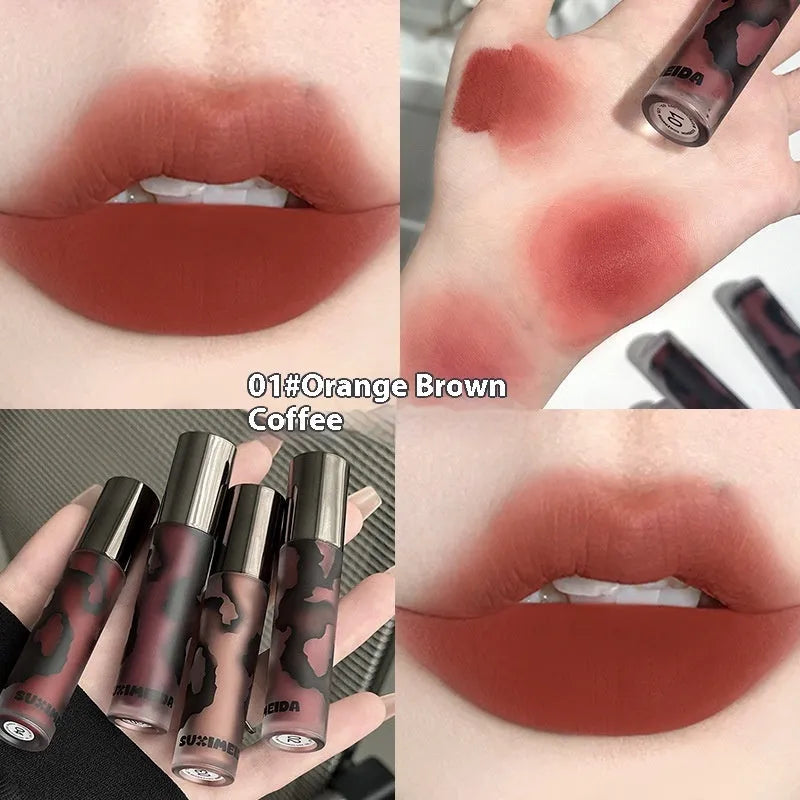 Lava Secret Matte Lip Mud lipstick in Orange Brown Coffee shade showing 3.2g tube with non-stain formula