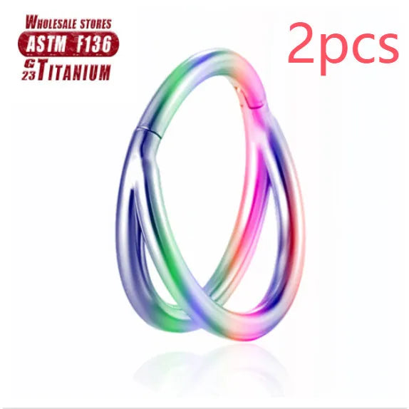 Titanium alloy nose ring body piercing jewellery with diamond cut treatment in silver, gold, black, rose gold or colourful finish.