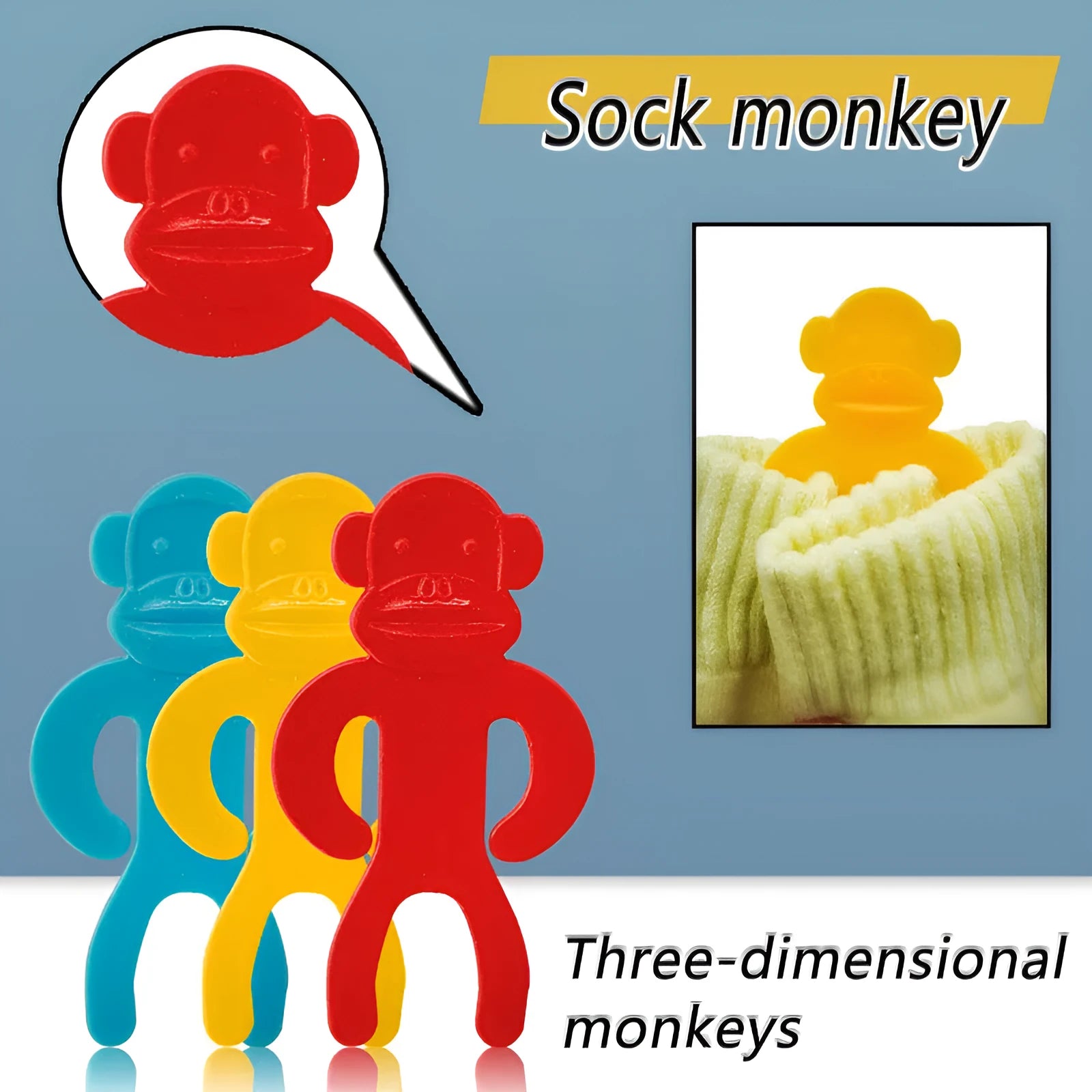 Plastic socks clips in blue, red and yellow colours for washing machine anti-winding