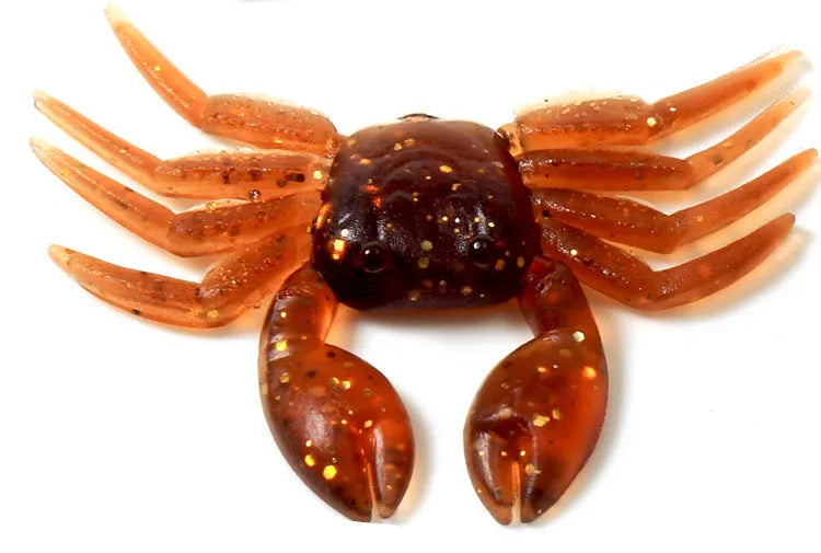 8cm PVC crab fishing lure in red crab and brown crab colour variants for freshwater and saltwater fishing