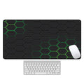 Large rectangular desk pad with printed pattern, natural rubber non-slip base, for computer mouse and keyboard.