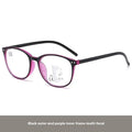 A pair of women's ultra-light multi-focus presbyopic glasses with a choice of frame colours on a plain background.