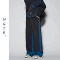 Distressed denim vest and jeans two-piece suit with gradient spray colour effect