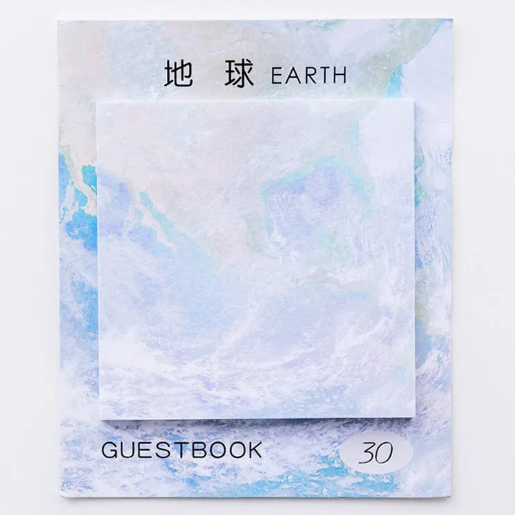 Square planet sticky notes with oil painting designs measuring 7.3cm