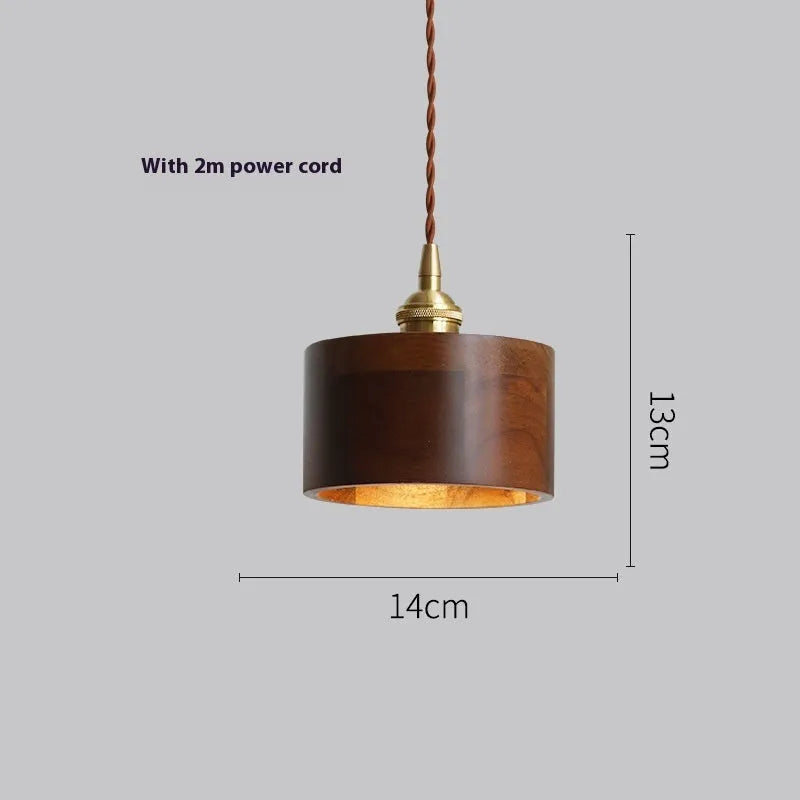 Copper and black walnut wood art single-head droplight chandelier with E27 holder