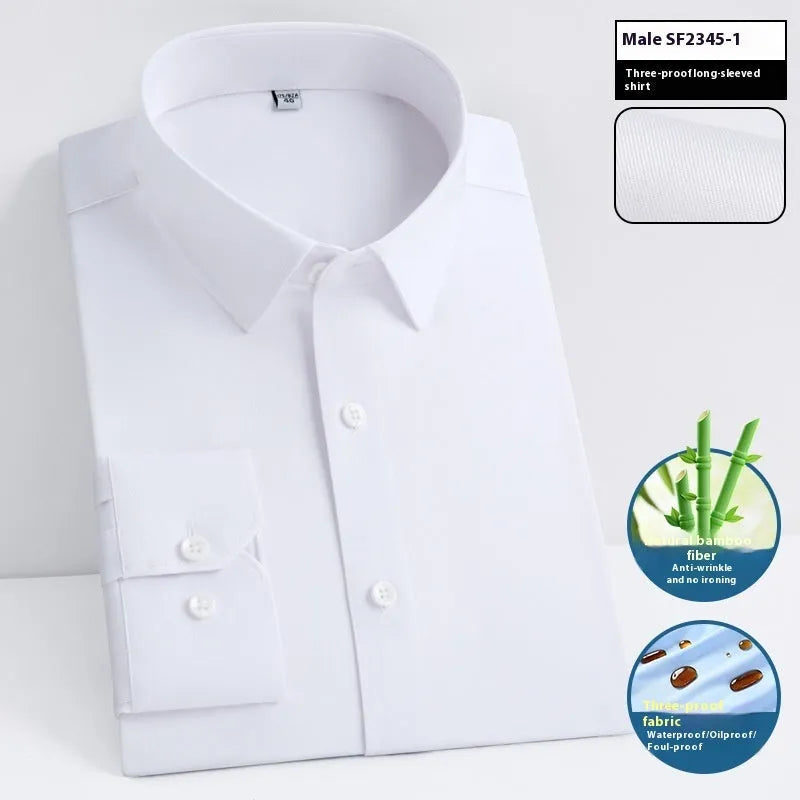 Men's short sleeve bamboo fibre shirt with square collar in slim fit business style