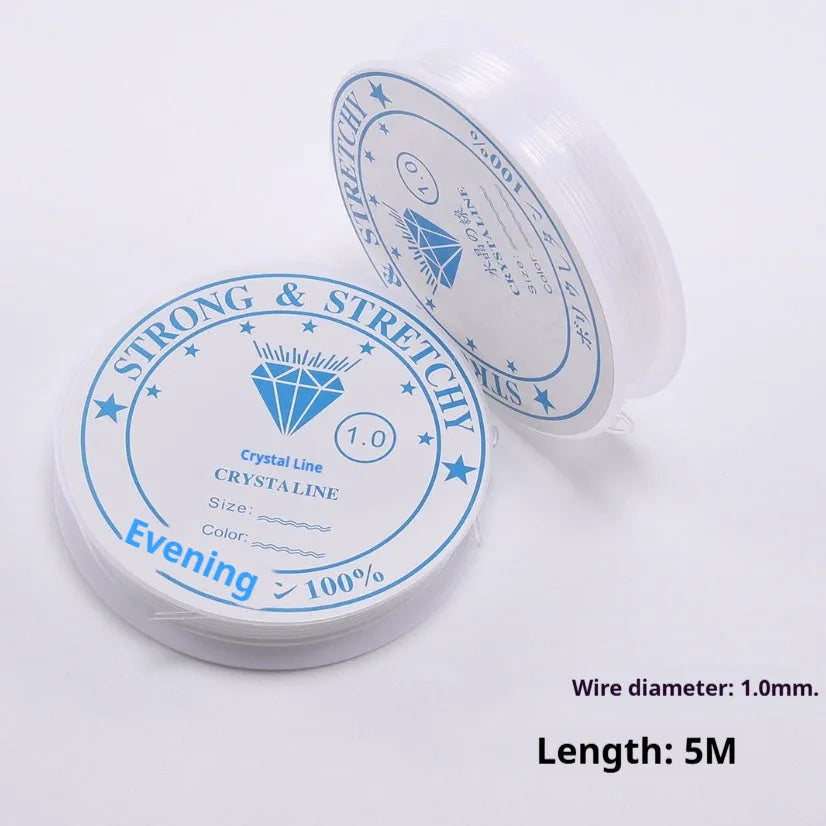 Transparent white crystal fishing line elastic cord reel for jewellery making and craft projects