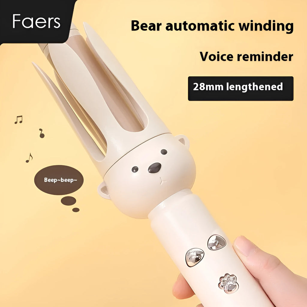 Beige anion automatic hair curler with hair stick accessory for lazy curly hair styling