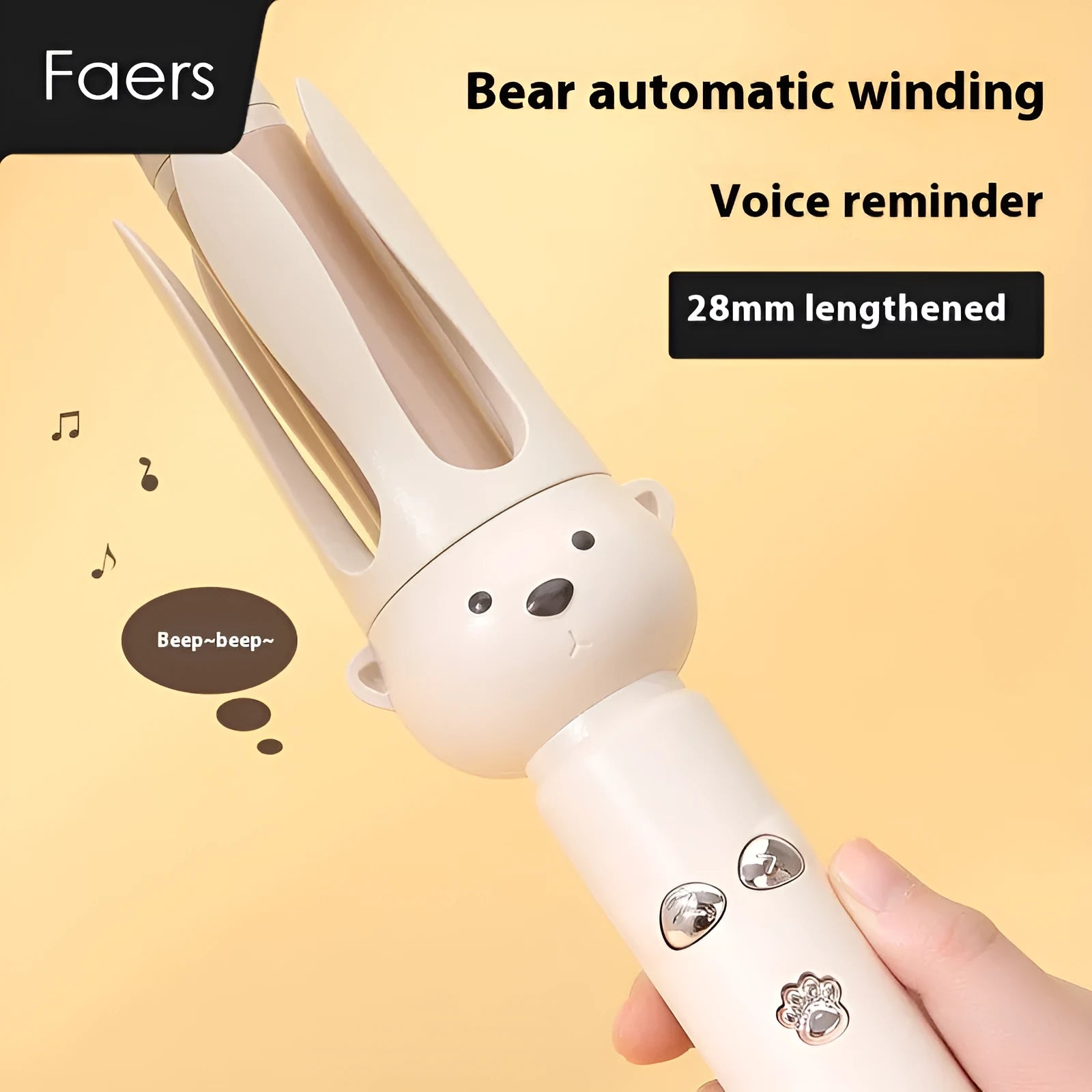 Beige anion automatic hair curler with hair stick accessory for lazy curly hair styling