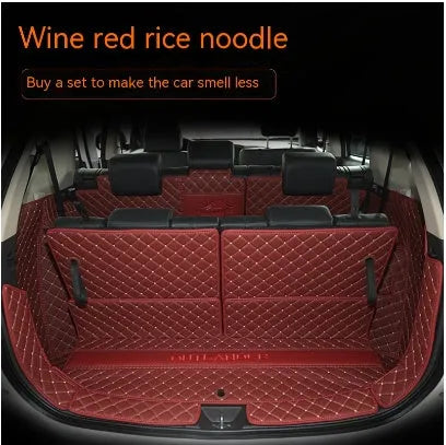 Mitsubishi Outlander car boot mat with 3D edging in wine red colour with contrasting stitching.