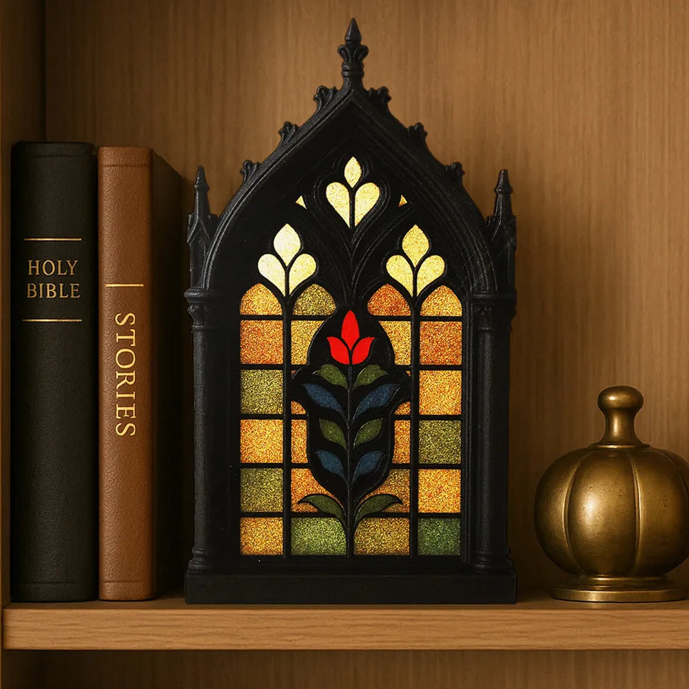 Black wooden gothic arch door frame wall shelf storage rack decorative pendant.