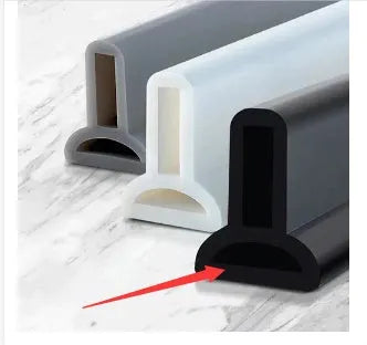 Flexible TPE bathroom water blocking strip in black, white, and grey colour options