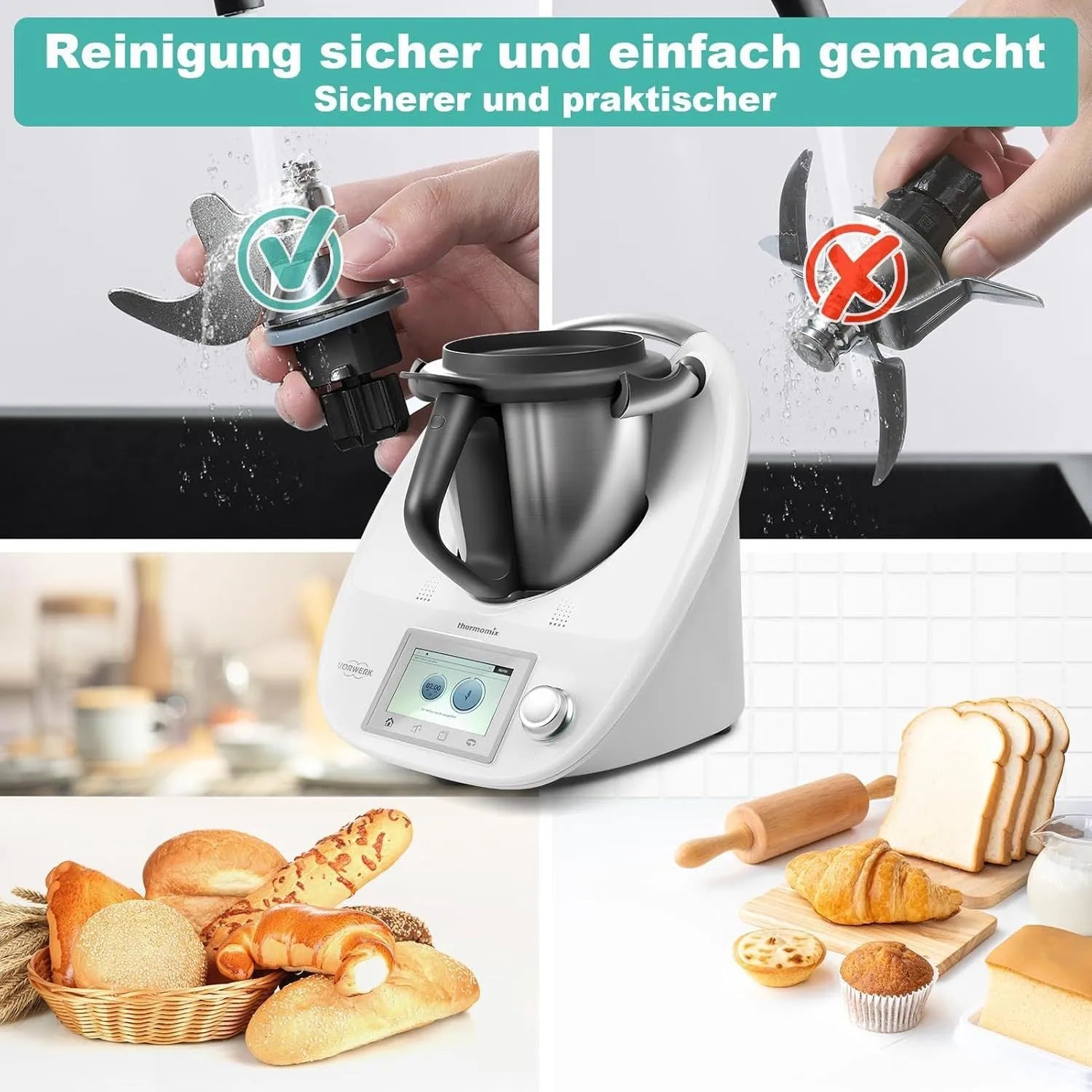 Ceramic dough knife replacement for Thermomix TM6 and TM5 cooking machines