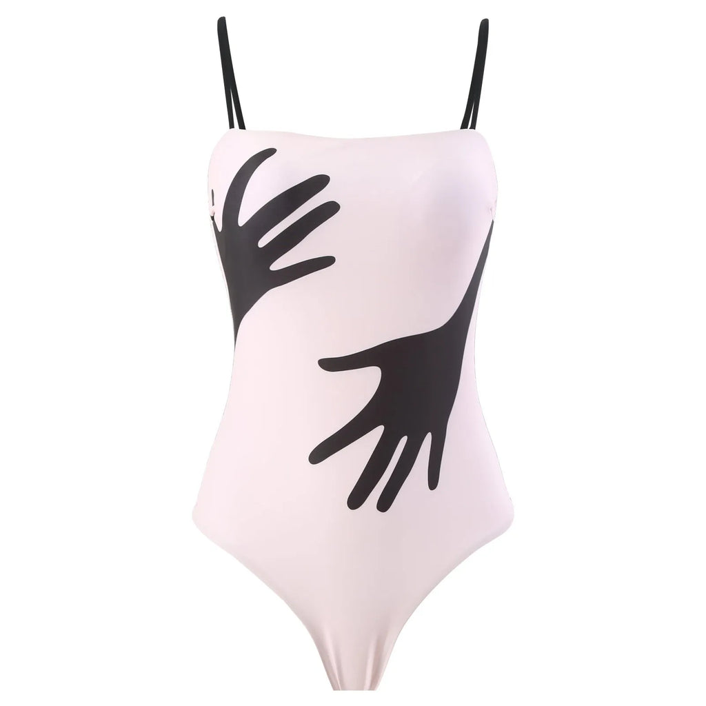 Women's patterned polyester bikini swimsuit with removable tulle skirt in available sizes