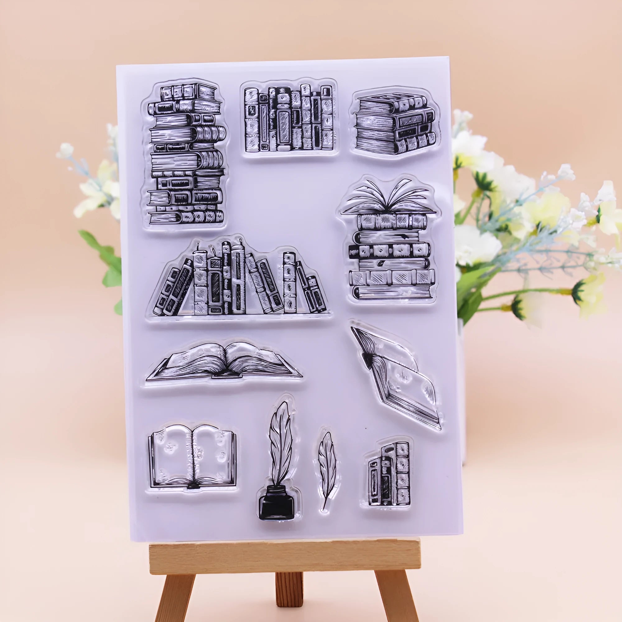 Transparent silicone stamp with seal pattern for handmade greeting cards, measuring 11 by 16 centimetres.