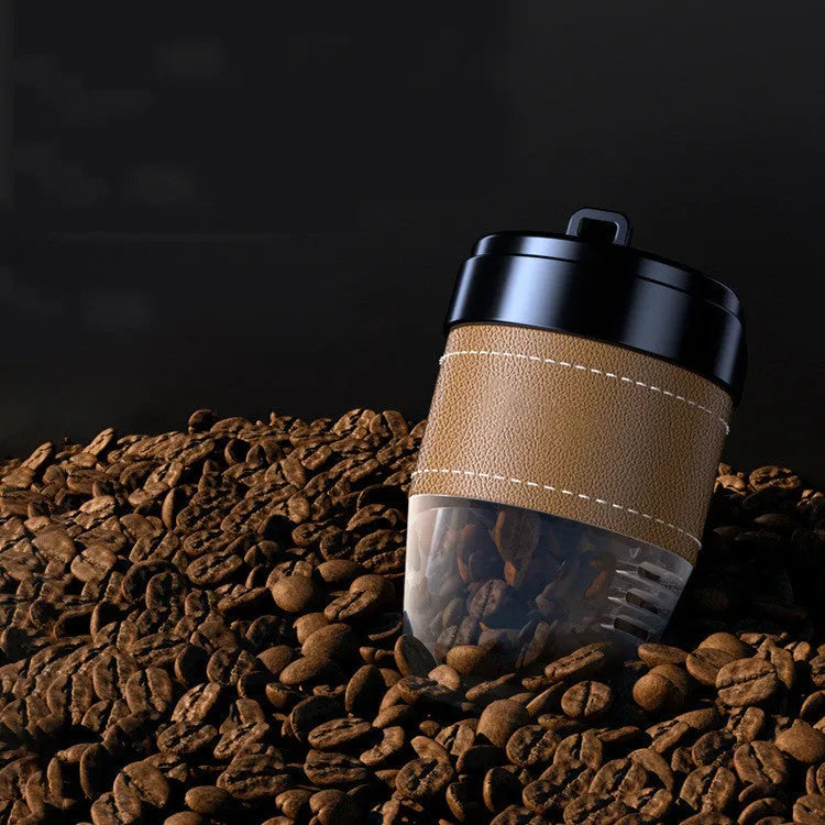 Coffee cup-shaped solid car air freshener in plastic with coffee bean fragrance
