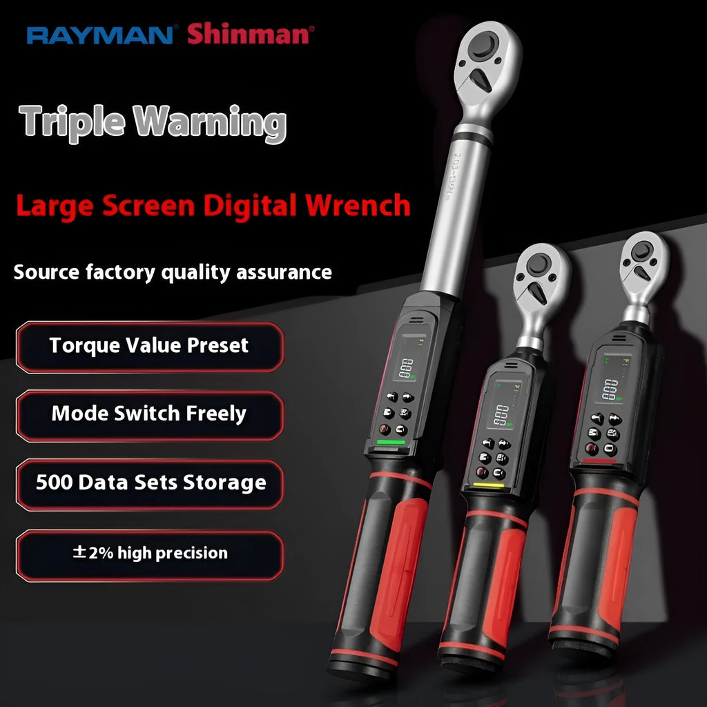 Digital display torque wrench with chrome-vanadium steel construction and electronic readout