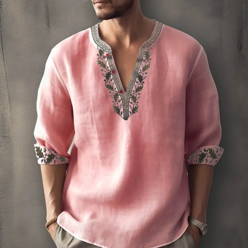 British style striped bamboo hemp shirt with 3D thermal transfer pattern for teenage summer wear