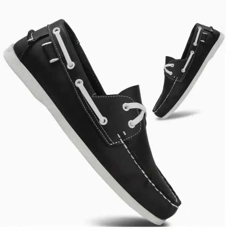 Men's British style casual shoes with round toe and flat heel in artificial PU material