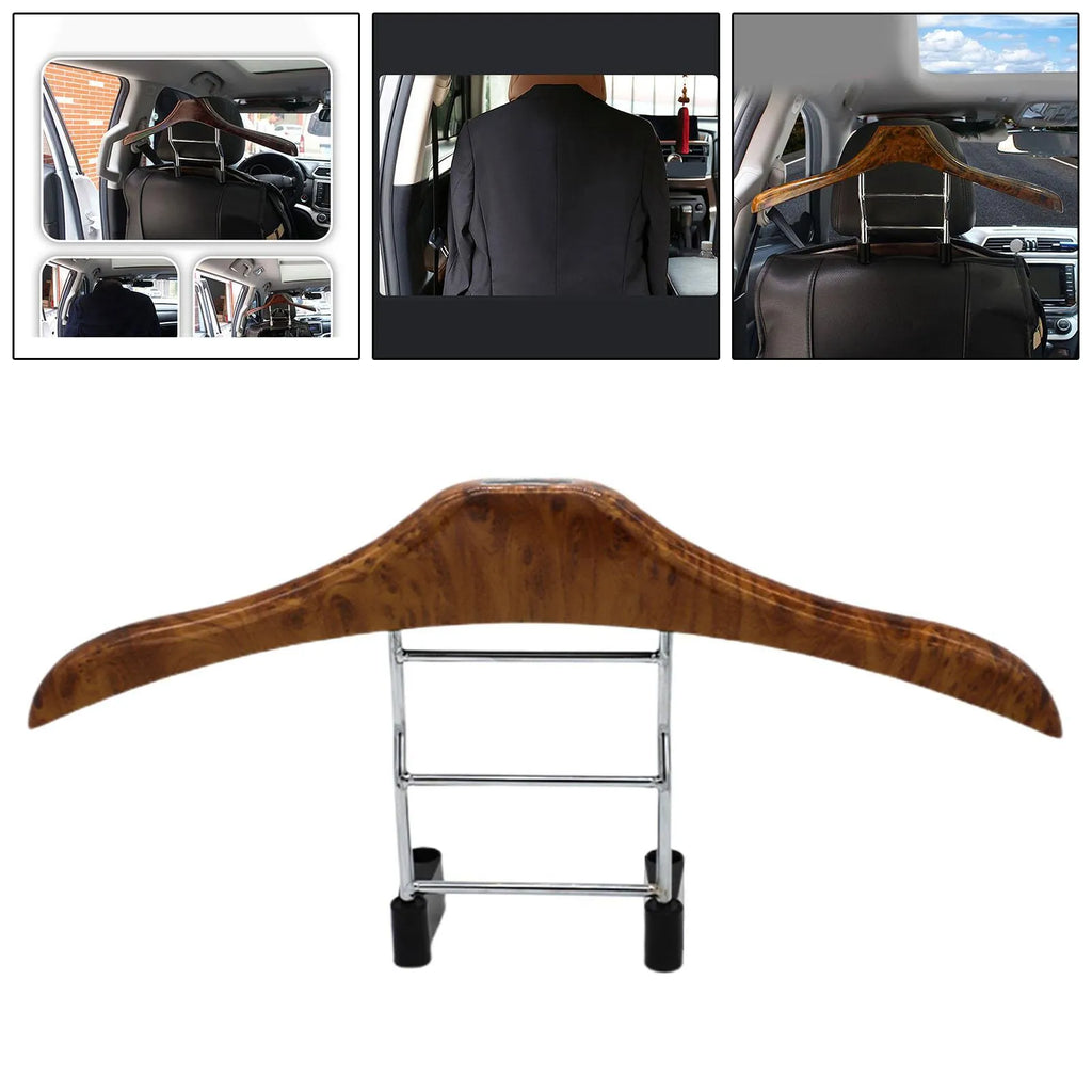 Wood yellow stainless steel car clothes hanger for suits and jackets