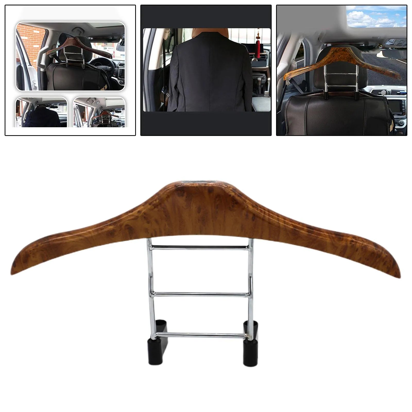 Wood yellow stainless steel car clothes hanger for suits and jackets