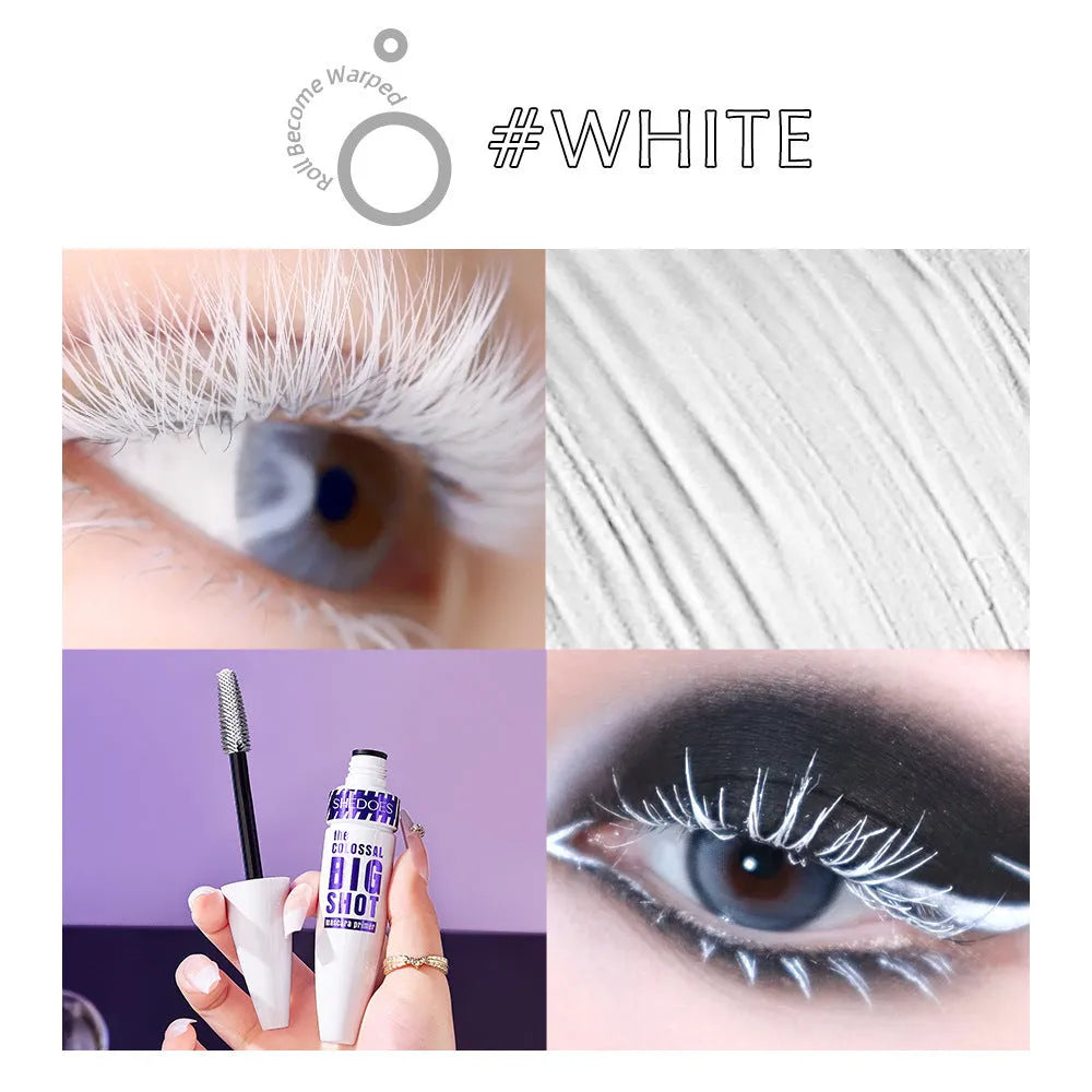 White waterproof mascara tube with 10ML content and applicator for eyelash curling